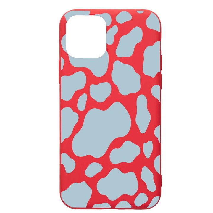 Husa Silicon Compatibila Cu Apple iPhone 12 Pro, Blue Cow, rezistenta la uzura, anti-alunecare, Red, R788