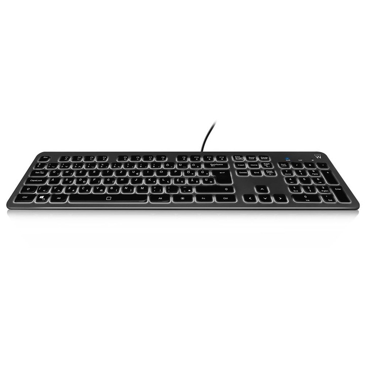 Tastatura cu fir si lumina de fundal EW3267, Ewent, Plastic, Negru