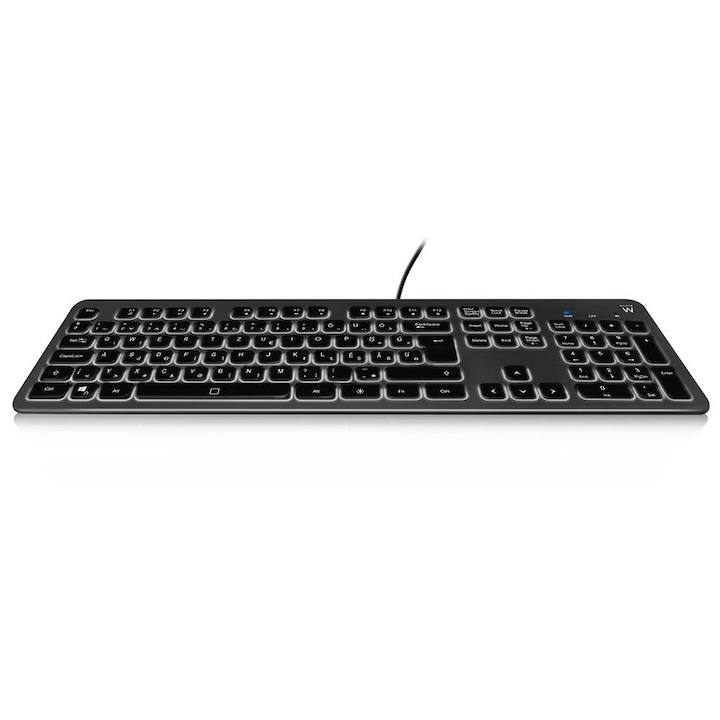 Tastatura cu fir si lumina de fundal EW3267, Ewent, Plastic, Negru