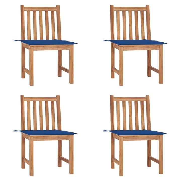 vidaXL 4 db tömör tíkfa kerti szék párnákkal 14.49 kg 3073098