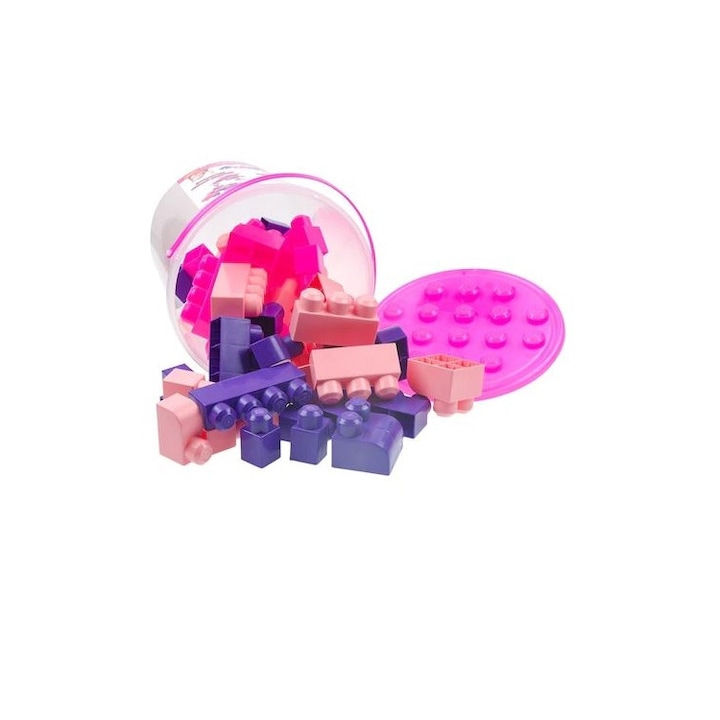 Set cuburi de construit pentru fete, FF, 48 cuburi roz, fucsia, mov