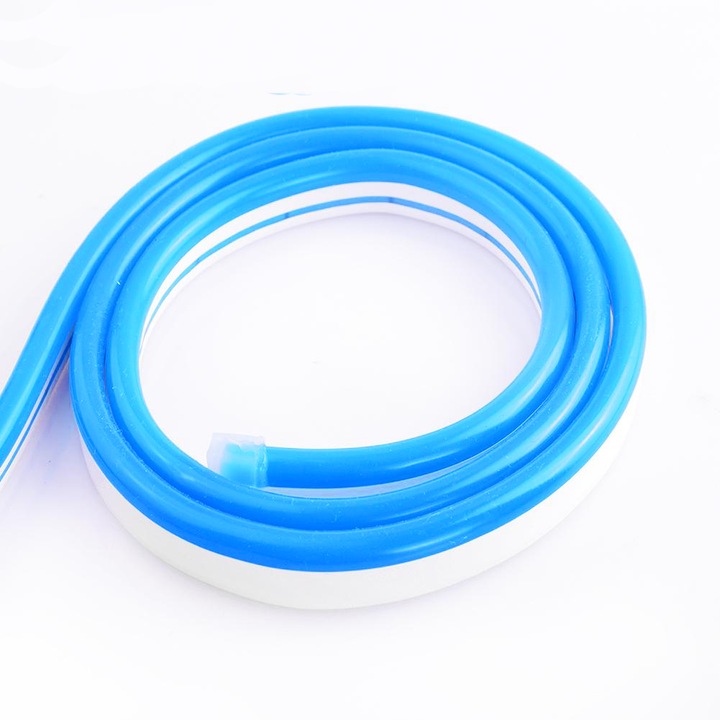 LED Светещ кабел Lightex, 2835, 120LED/метър, 6W/метър, 6x12мм, 360lm/m, IP65, 5м, Със захранване, Син