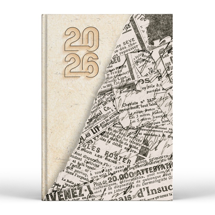 Agenda A5 datata zilnic 2025, coperta model Old Book