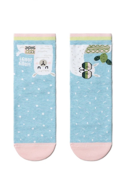 Памучни чорапи с шарка, Conte Happy, Светлосин