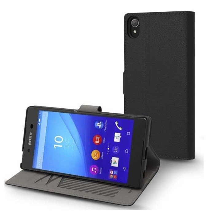 Sony Xperia Z5 Premium, Oldalra nyíló tok, stand, Muvit Slim Stand Folio, fekete