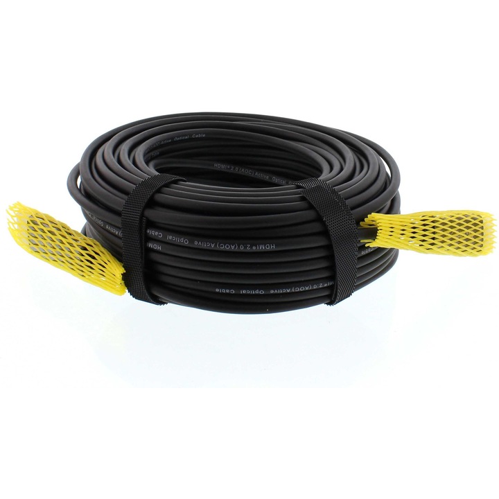 Кабел HDMI2.0 с оптични влакна AOC HDMI мъжко - HDMI мъжко, Позлатен, 50 м