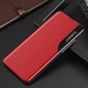 Кожен капак Flip Cover, съвместим със Samsung Galaxy A53 5G, уникален S-View, силна магнитна стойка, HTPMAG, E-Fold, червен