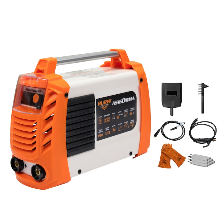 Инвертор за заваряване Ruris AS160MMA, 20-160 A, 5300W, 50/60 Hz, 230 V, Диаметър на електрода 2.5-4 мм, IP21S, Включени аксесоари