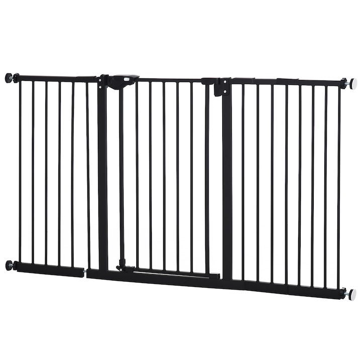 bariera pentru caini pawhut 3 extensii si inchidere automata 74-84x762 cm negru imagen 43_1_
6