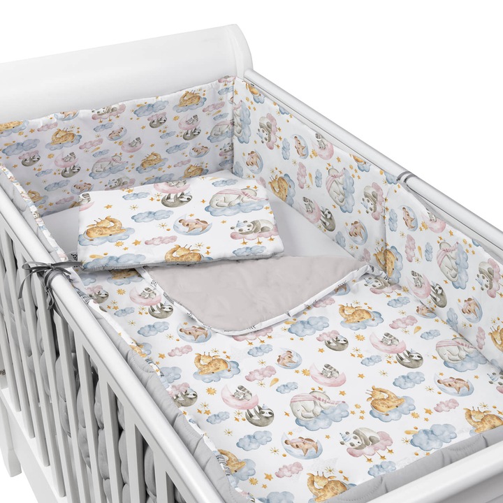 Kidizi Wonderland 5 részes flanel ágynemű szett, babapárna, paplan, védő és lepedő