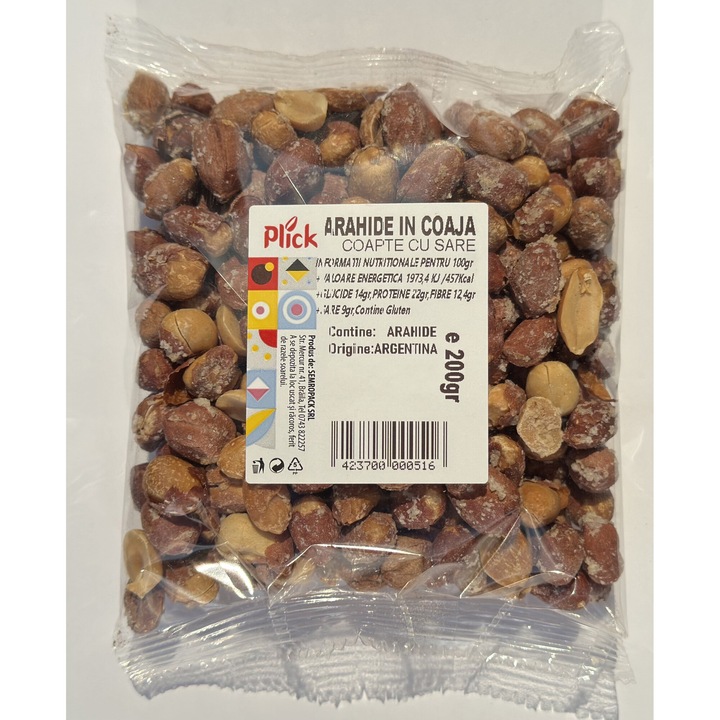 Arahide prajite, in coaja, cu sare, Plick, 200 g