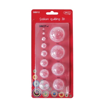 Sablon Quilling 3D cu Modele Rotunjite DACO, 9x19 cm, 12 Suprafete Modelare, Plastic, Transparent Sablon Quilling 3D cu Modele Rotunjite DACO, 9x19 cm, 12 Suprafete Modelare, Plastic, Transparent