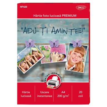 Hartie foto A4 200g 20 coli DACO Hartie foto A4 200g 20 coli DACO