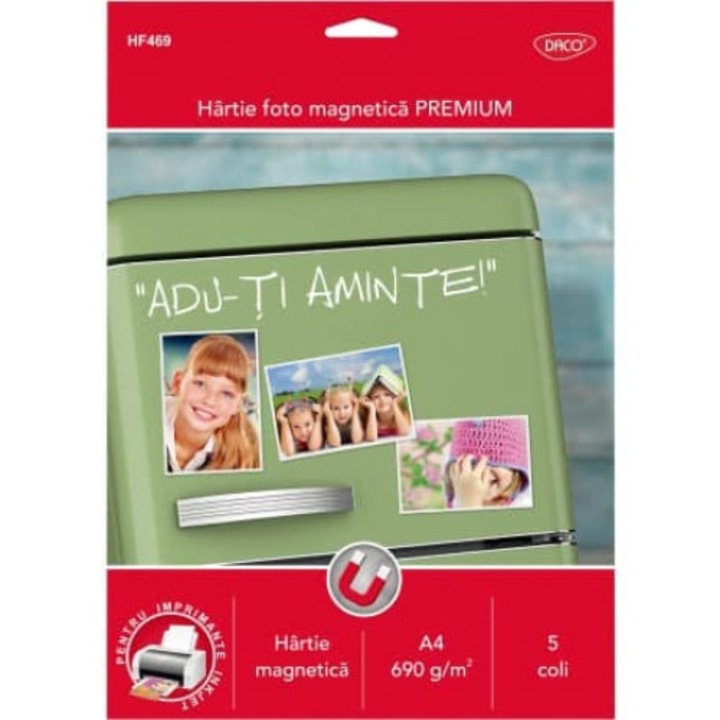 Hartie Foto Magnetica A4 DACO, 5 Coli/Top, 690 g/m², pentru Imprimanta Ink-Jet