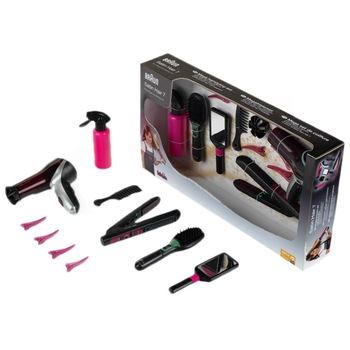 Set hairstylist Klein Braun Satin Hair 7 cu uscator de par, placa pentru indreptat si perie Set hairstylist Klein Braun Satin Hair 7 cu uscator de par, placa pentru indreptat si perie