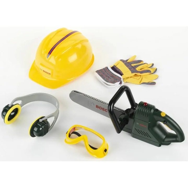 Set fierastrau cu lant Klein Bosch cu casca si manusi de protectie