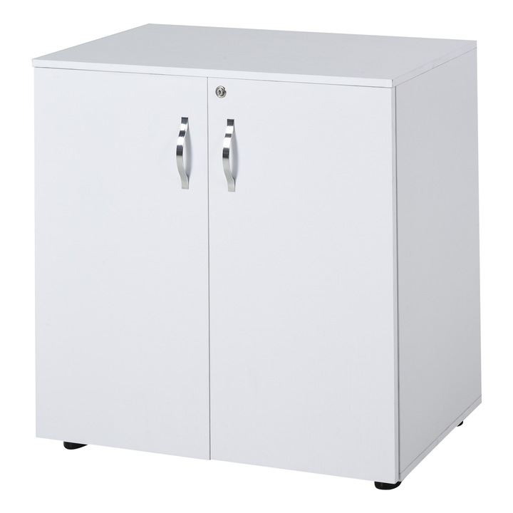 Comoda multifunctionala pentru birou Homcom, Incuietoare, PAL, 80x40x80cm, Alb
