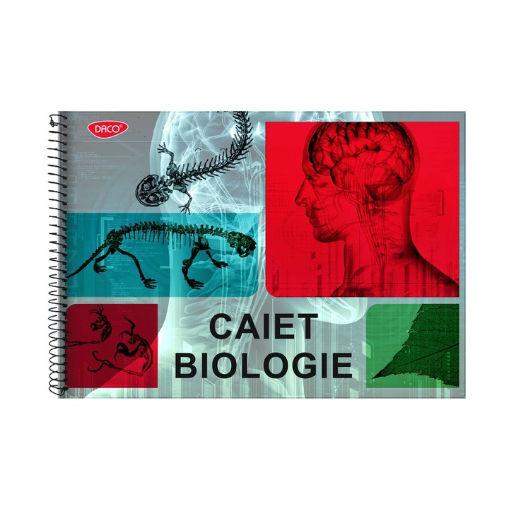 Caiet A4 24 file cu spira biologie DACO