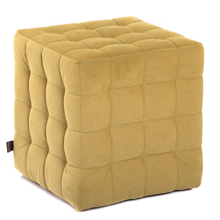 Taburet QMOBILI Bump Verde deschis, stofa, tip cub