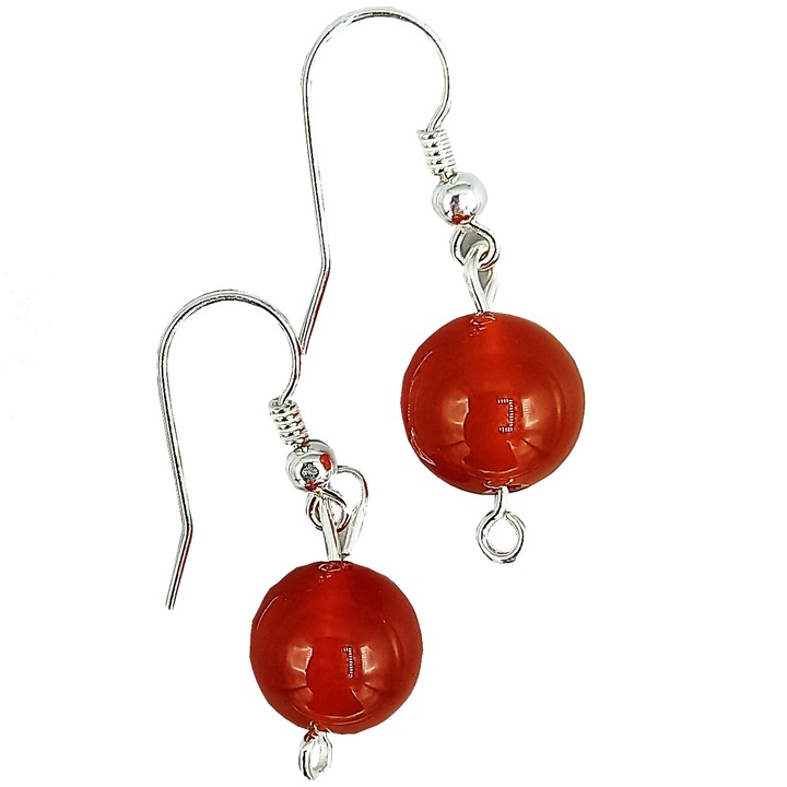Cercei MCF gemeni argint si pietre semipretioase Carneol diametrul pietrei 10mm