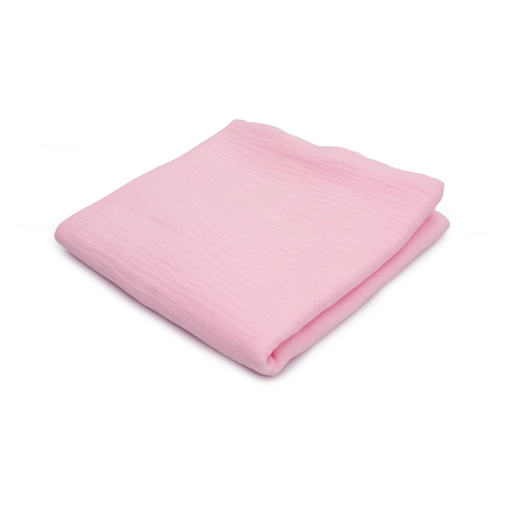 Muselina Dublu tifon, Tesatura de bumbac, Roz deschis, 50 cm x 130 cm