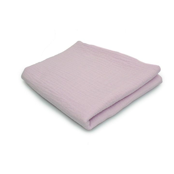 Muselina Dublu tifon, Tesatura de bumbac, Liliac, 50 cm x 130 cm