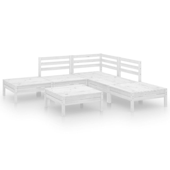 Set mobilier de gradina vidaXL, 6 piese, alb, lemn masiv de pin, 29.5 kg