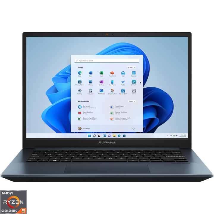 ASUS Vivobook Pro 14 OLED M3401QC 14 ' 2,8K Ultrahordozható laptop AMD Ryzen Processor 5 5600H, 8 GB DDR4, 512 GB SSD, NVIDIA GeForce RTX 3050, Bluetooth 5.0, Nemzetközi angol billentyűzet, Windows 11 Home, Quiet Blue kék