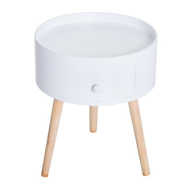 Холна маса Homcom, кръгла, дърво/MDF, 38×45 см, бяло/бежово