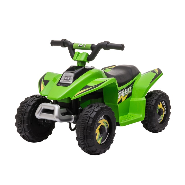 Vehicul Quad electric pentru copii, Homcom, Cu baterie reincarcabila de 6 V, 3-5 ani, 72 x 40 x 45.5cm, Verde