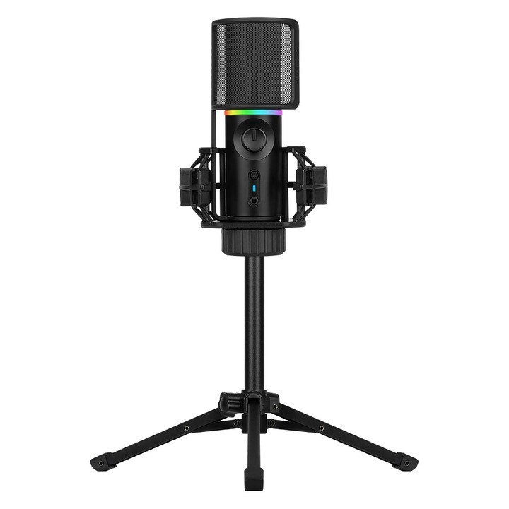 Микрофон Streamplify, MIC RGB, USB-A, Черен, Tripod