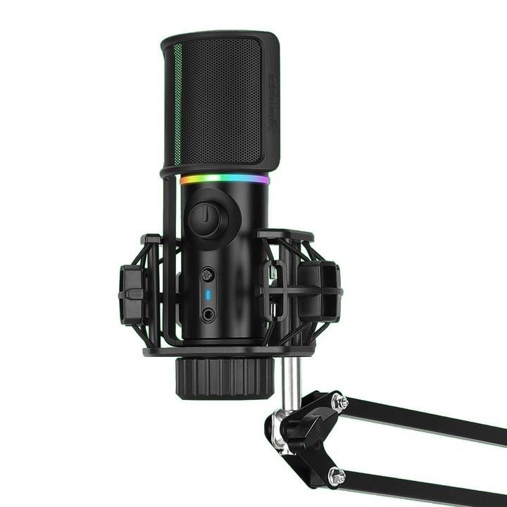 Microfon cu brat de montare Streamplify 48-TP, RGB, Cardioid, USB 2.0