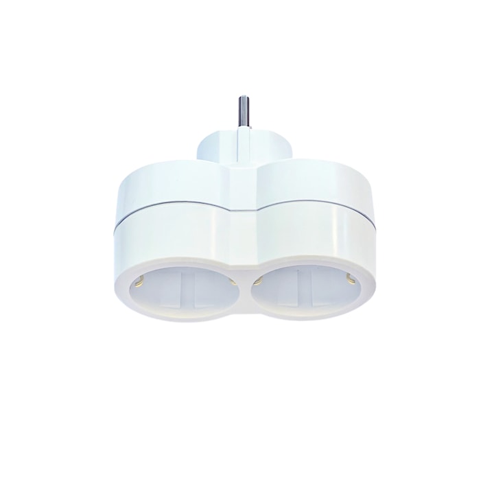 Двоен разклонител Lightex, 16A, 230V, Бял