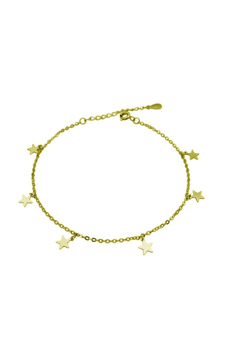 Bratara din argint 925 Stars aurie cu pandantive in forma de stele, lungime ajustabila, perfecta cadou, aniversare, sarbatori