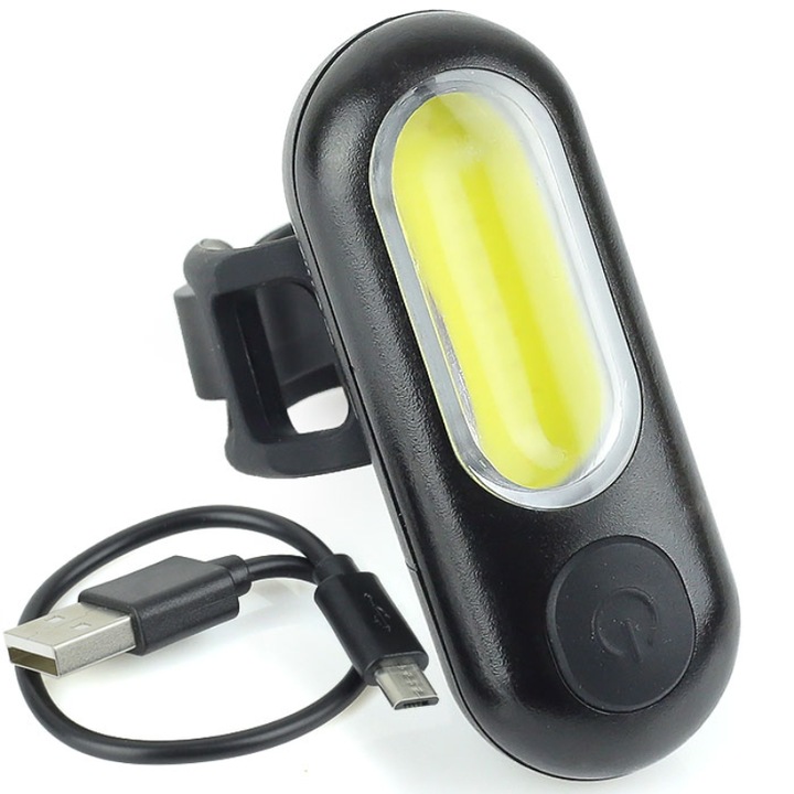 Lumina pentru bicicleta, LED rosu/alb, 5 moduri de iluminare, Negru