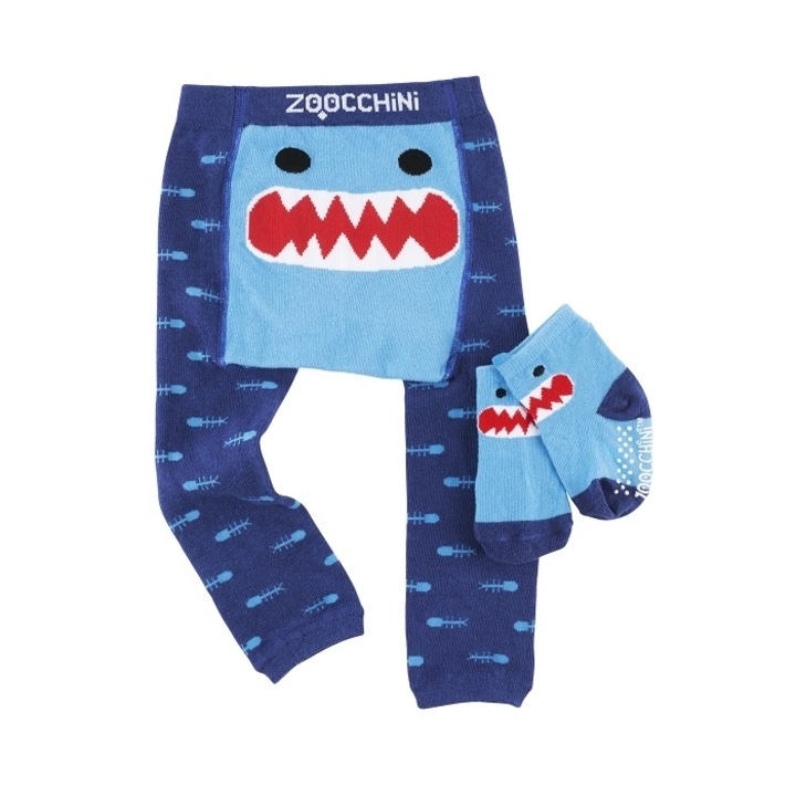 Set pantaloni si soseste antiderapante, Zoocchini, 12-18 Luni – Shark