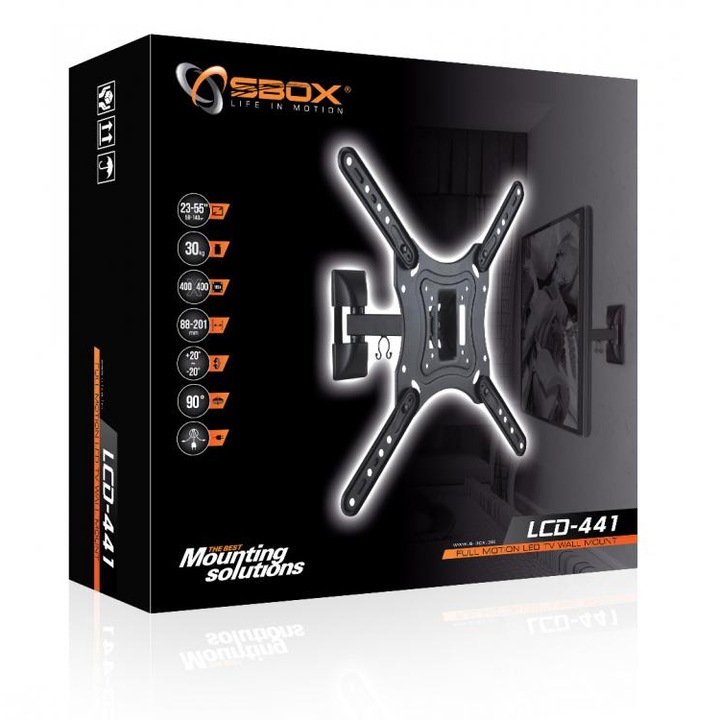 Стенна стойка за TV SBOX, LCD-441, Регулируема, 23''-55''