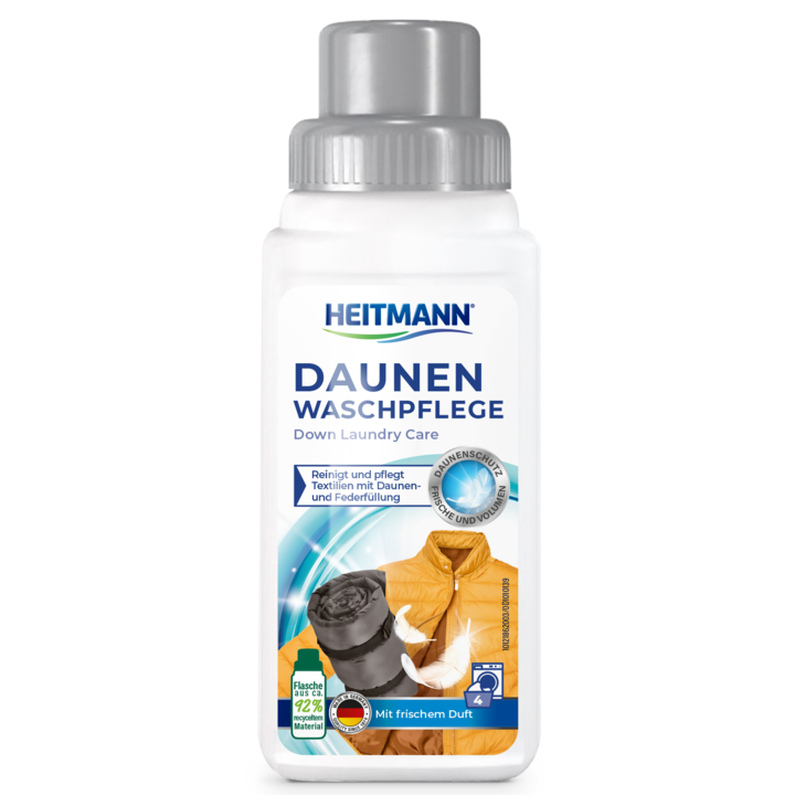 Detergent lichid special pentru rufe umplute cu puf si pene, saci de dormit, Heitmann, 250 ml