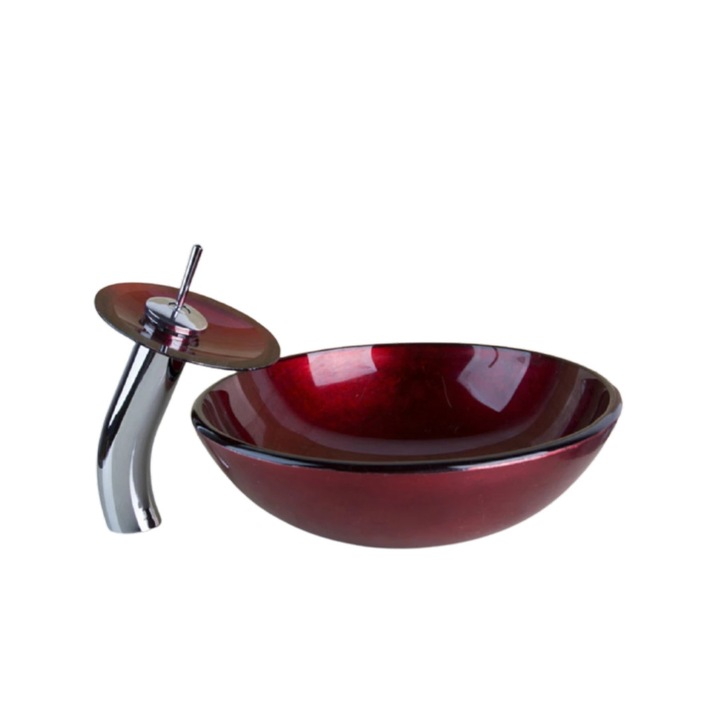 Set lavoar si baterie, Blackswan, Tip M87, burgundy, 41.5 cm