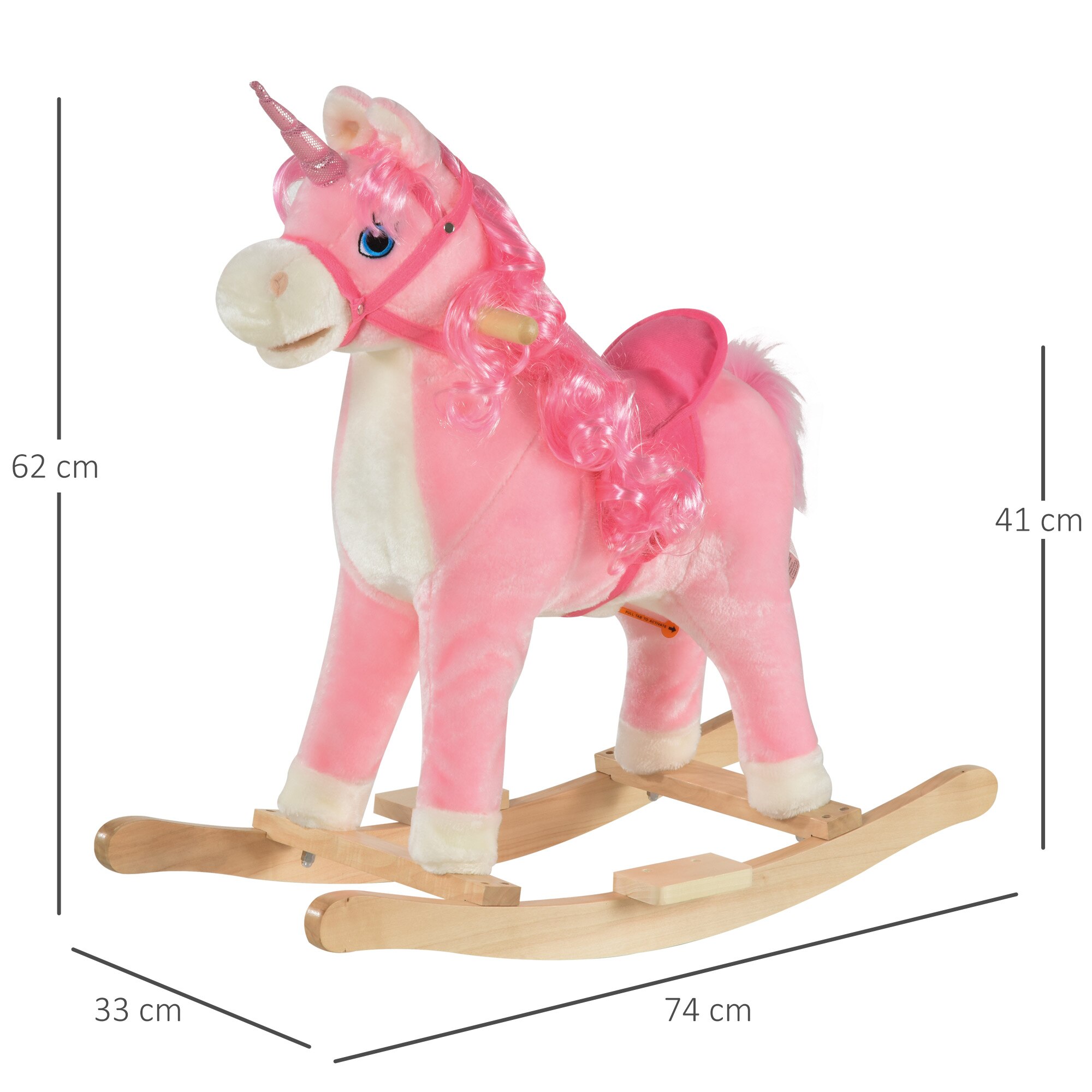 Calut Roz Balansoar pentru copii, Homcom, 3-6 ani, Model calut, 74x33x62, Roz ...