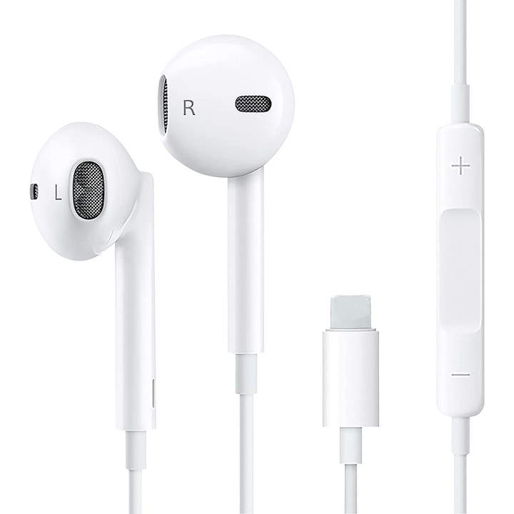Casti cu sunet stereo cu fir pentru iPhone cu microfon si control al volumului,Domemit, compatibile cu iPhone 13/12/11/7/8plus/X/iPod