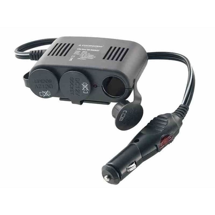 Stecher 3 prize, 12 V, cu fir si USB, Heavy Duty, 10 A, 120 cm, 58605 Carmotion