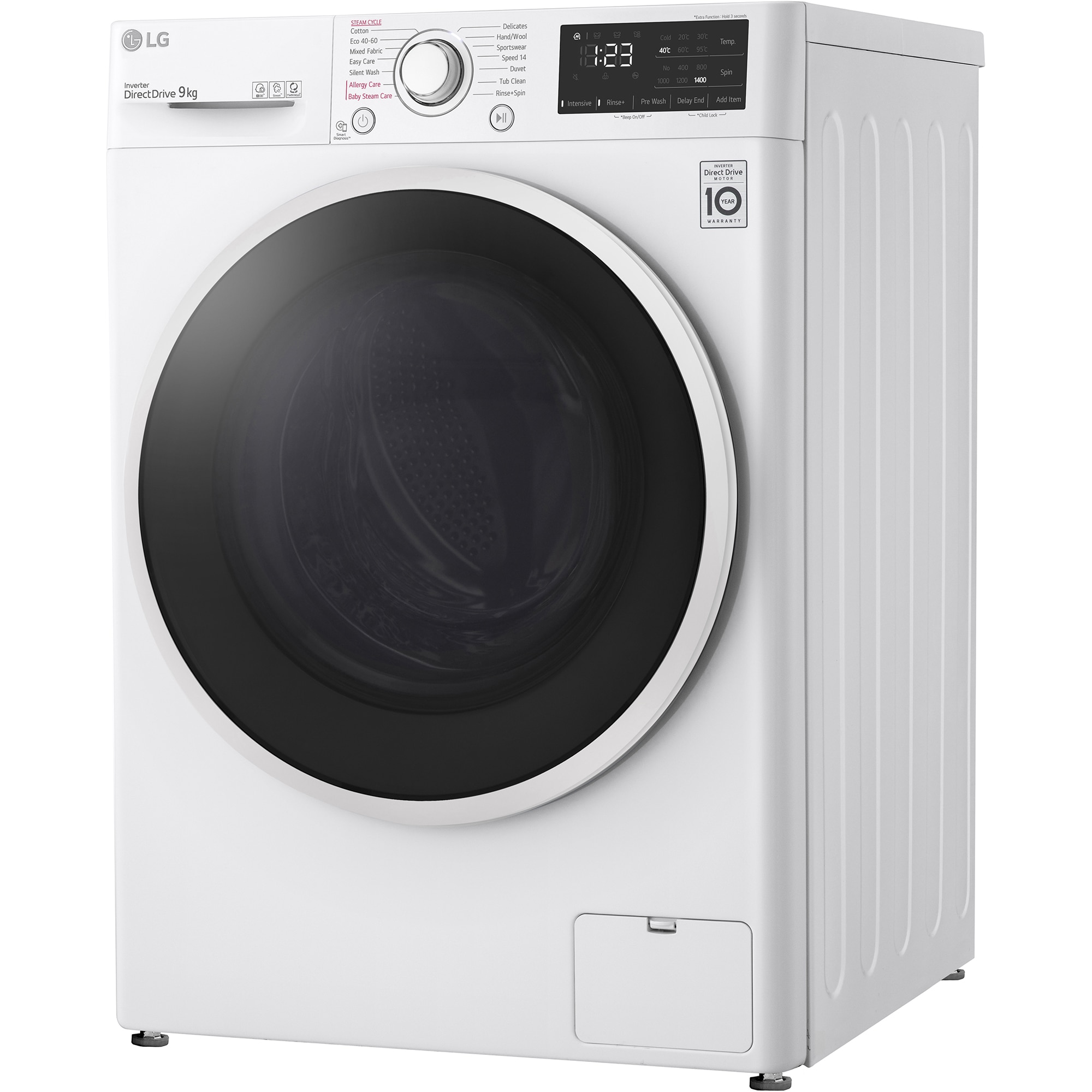 Masina de spalat rufe LG F4WV3S9AIDD, 9 kg, 1400 rpm, Clasa B, AI Direct Drive™, Steam™, Smart Diagnosis™, Steam, Alb