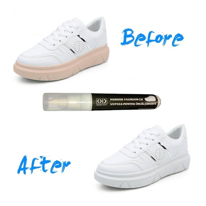 Marker cu Vopsea Lichda Permanenta pentru Reconditionare Talpa Adidasi, Pantofi, Papuci, Ghete si Sandale, Alb, GARAMI SHOP