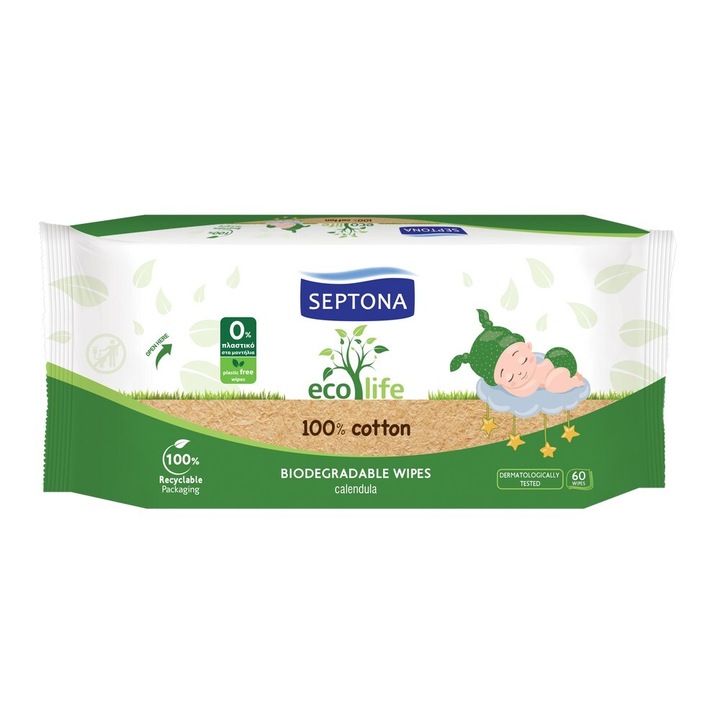 Septona Ecolife мокри кърпички за бебета 60 бр