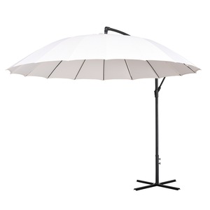Umbrela de gradina, Outsunny, Cu protectie UV, Poliester, 296 x 245 cm, Crem