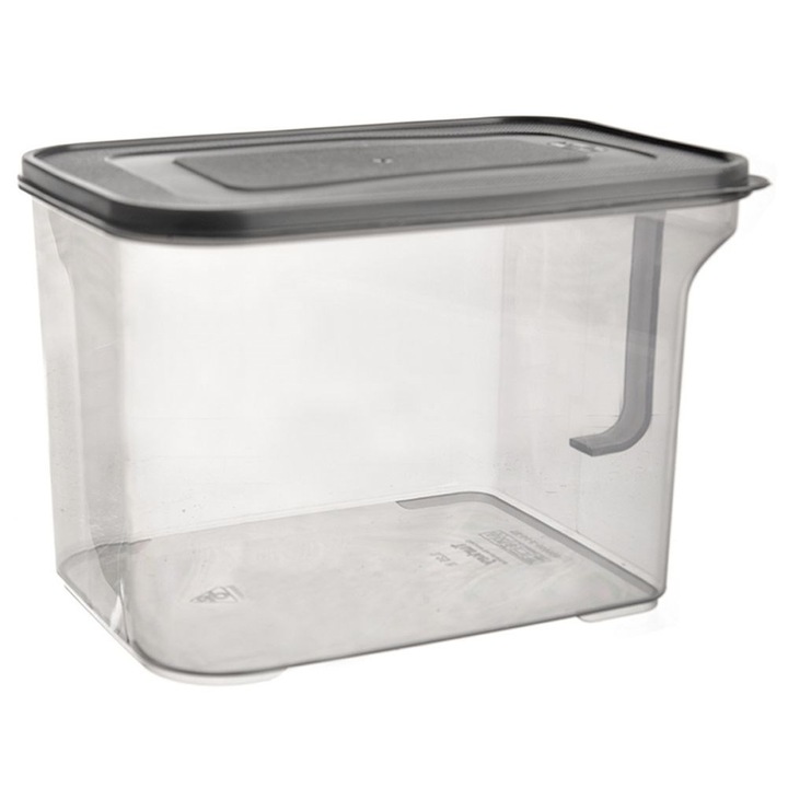 Tároló fedővel, Orion, Műanyag, 1,7 l, Átlátszó/Szürke