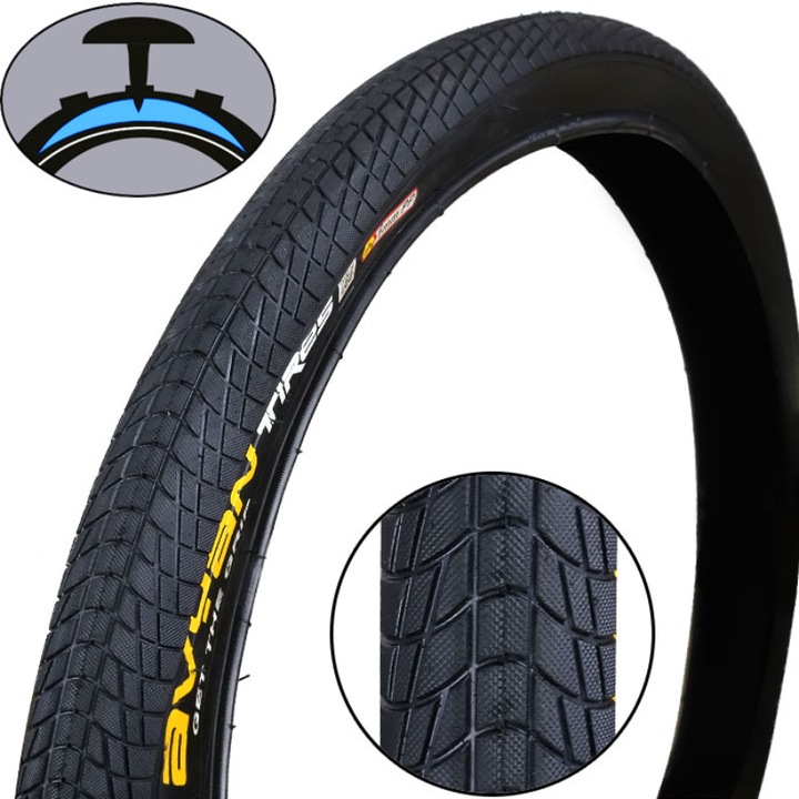 Anvelopa bicicleta Avyan, 24x1.75 inch, 47-507, Negru