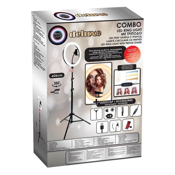 Szelfi állvány 120 LED lámpával, 55-160 cm