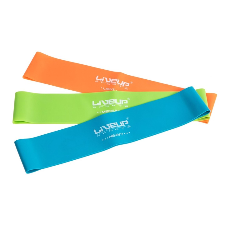 Különböző ellenállási fokú fitneszszalag szett, 3 db, Multicolor